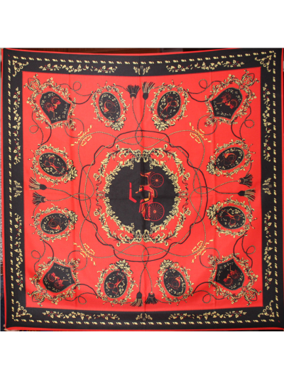 Carriage Rope Tassels-2342344 Silk & Polyester 100*100 Scarf Kerchief