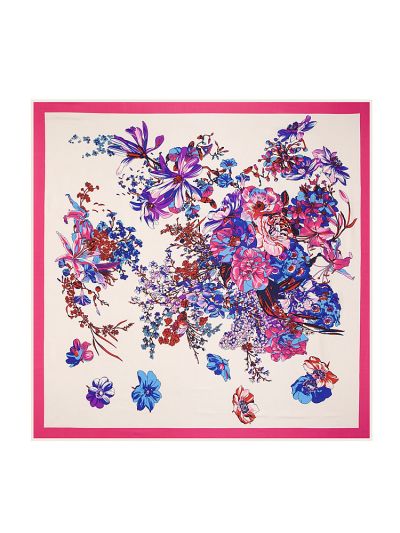 Butterfly Flowers and Plants Pattern-fsd4 Twill Silk & Polyester 100*100 Scarf Kerchief