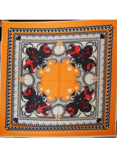 Zoology Pattern-fsdf4 Twill Silk & Polyester 100*100 Scarf Kerchief