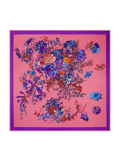 Butterfly Flowers and Plants Pattern-fsd5 Twill Silk & Polyester 100*100 Scarf Kerchief