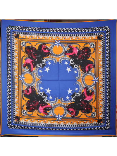 Zoology Pattern-fsdf5 Twill Silk & Polyester 100*100 Scarf Kerchief