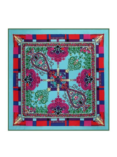 Flower Color Pattern-0625 Twill Silk & Polyester 130*130 Scarf Kerchief