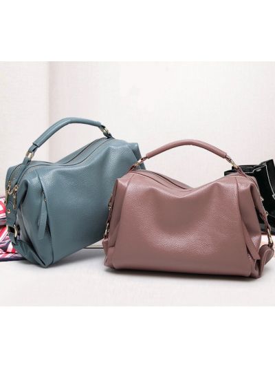 Class Solid Color Faux Leather PU Boston Bag Pillow Bag Cross Body Bag