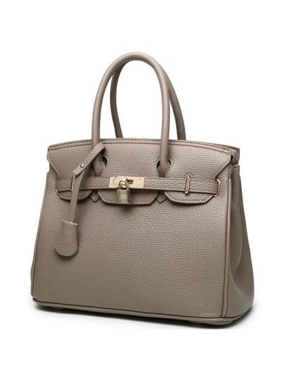 Classic Style Pebbled PU Leather Birkin Bag Handbags-Coffee