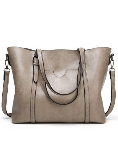 Oil Wax Faux Leather Large Tote