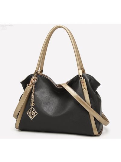 Contrast Tassel Faux Leather Large Tote Shoulder Bag Handbag