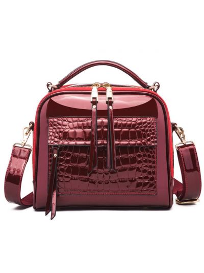 Bright Alligator Flap Faux Leather Square Cross Body Bag