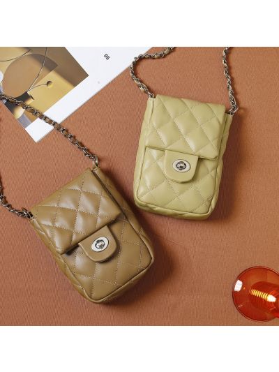 Sling bag for women quilted summer mini cross body bag metal chain soft pu leather lady handbags