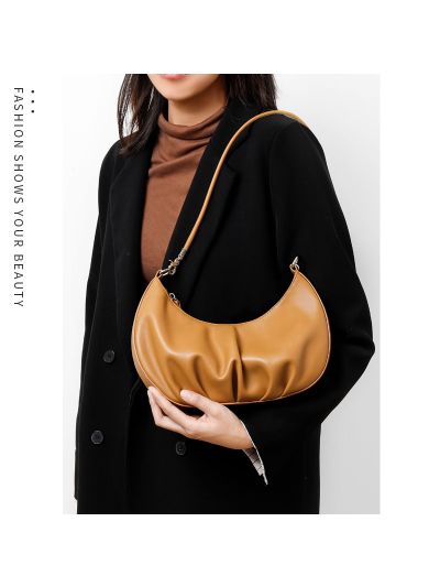 Hobo women soft pu leather wrinkled lady underarm handbags
