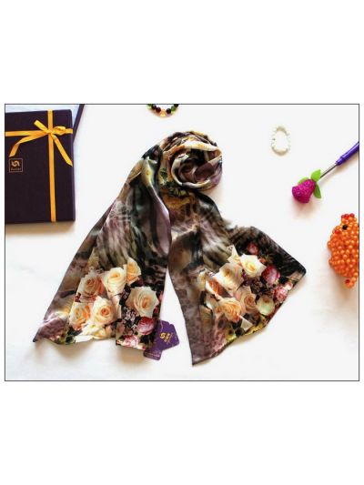 Digital Print Long Silk Scarf 87011