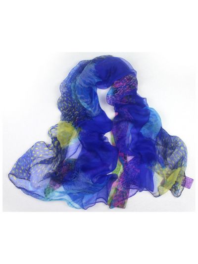 Blue Leopard 100% Silk Scarf Shawl-32023