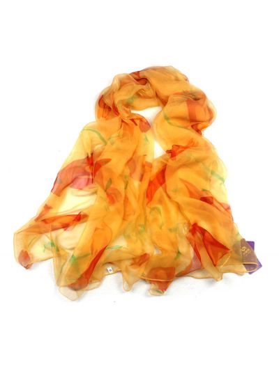 Maple Leaves 100% Silk Scarf Shawl-32033