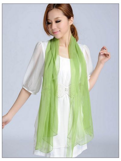 Solid Color Long Silk Scarf 22006