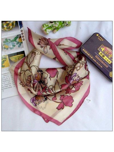 Flower Small Square Silk Scarf 33016