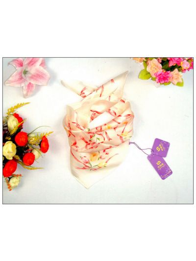 Flower Print Small Square Silk Scarf 33081