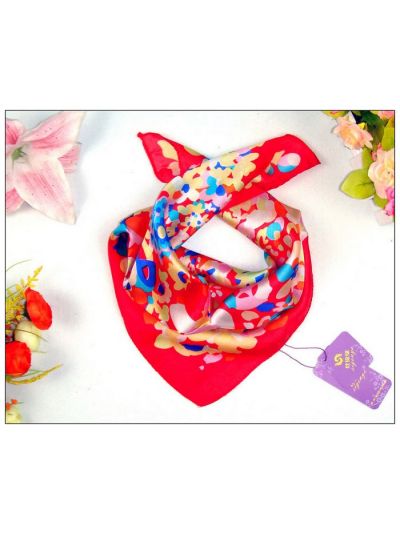 Flower Print Small Square Silk Scarf 33082