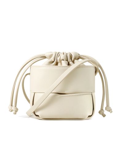 Soft PU leather drawstring bucket bag small cross body ladies handbag