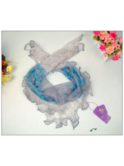 Gold Thread Curling Selvedge Big Square Silk Scarf 62012