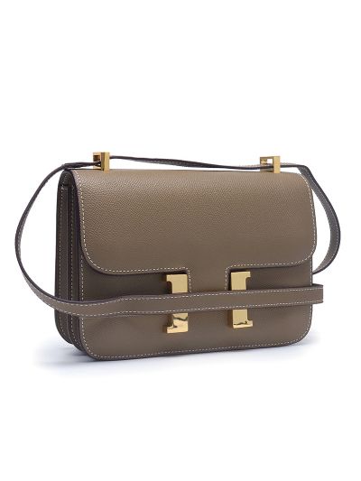 High Quality Epsom Grain Genuine Leather Flap Bag Cross Body Bag
