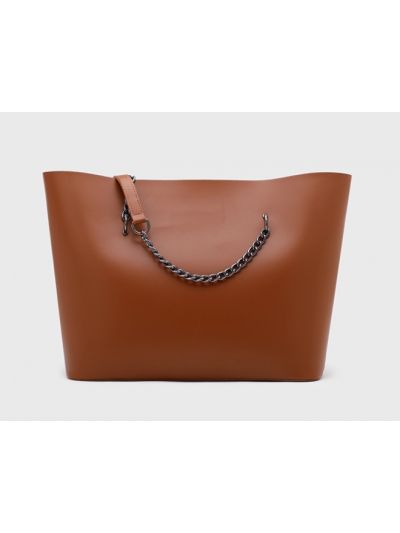 Metal Chain Faux Leather PU Large Tote