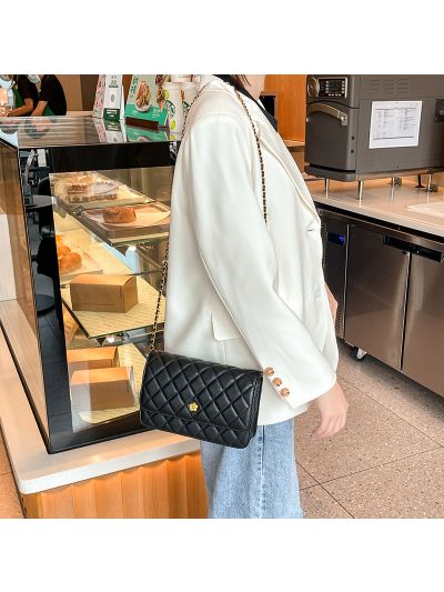 Cross body bag women quilted genuine leather metal chain classic lady handbags