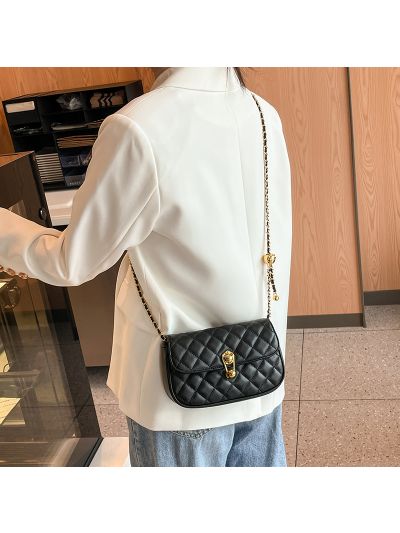 Cross body bag women quilted metal chain new style classic lady handbags