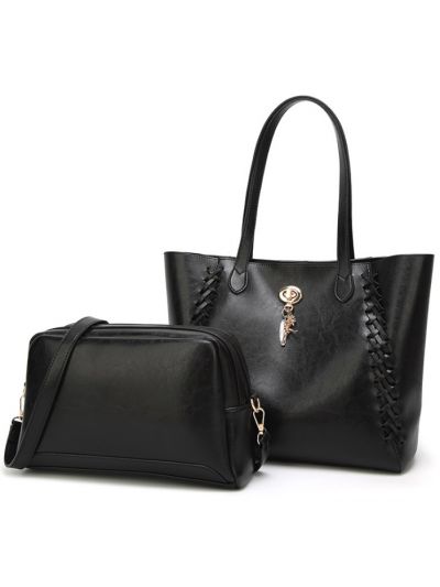 Woven Oil Wax PU Tote Composite Bag Sets