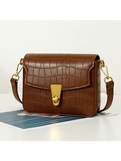 Cross body bag for women PU leather alligator grain flap bag saddle bag box bag lady handbags
