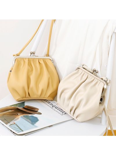 Sling bag women new design wrinkled high quality pu soft leather cross body bag handbag doctor bag