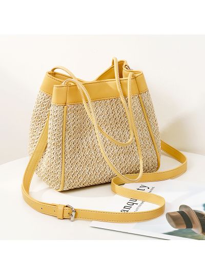 Tote bag for women woven summer pu leather bag lady handbags