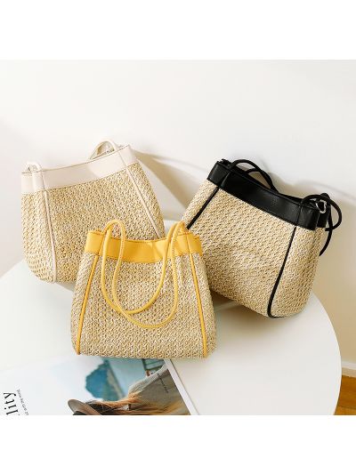 Tote bag for women woven summer pu leather bag lady handbags