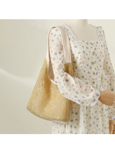 Shoulder bag women summer woven soft hobo tote lady handbags