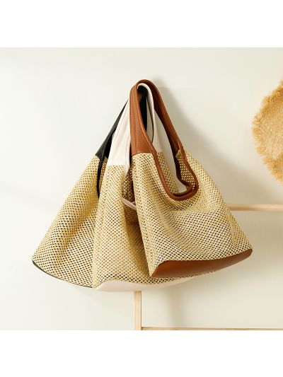 Shoulder bag women summer woven soft hobo tote lady handbags