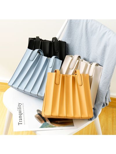 Tote bag for women soft PU leather summer folds lady handbags