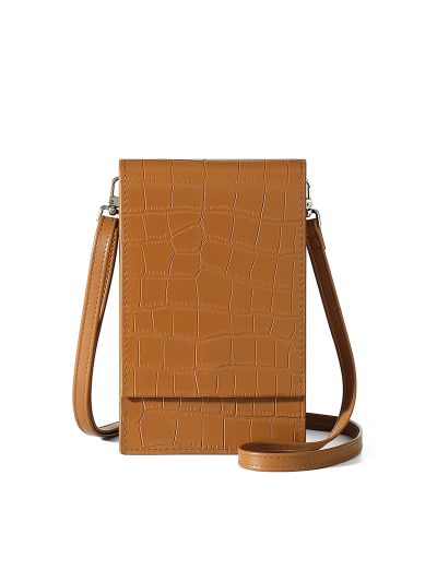 Vertical stone pattern PU leather casual sling bag retro ladies mobile phone bag