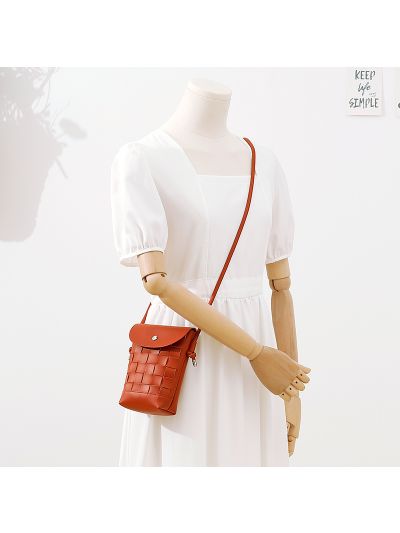 Sling Bag women Woven pu leather new design mini cross body phone beg sling ladies handbag