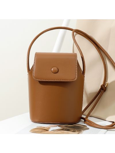 Sling bag for women PU leather mini bucket bag flap cross body bag