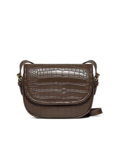 Alligator Grain PU Leather Ladies Vintage Mini Cross Body Bag Saddle Bag