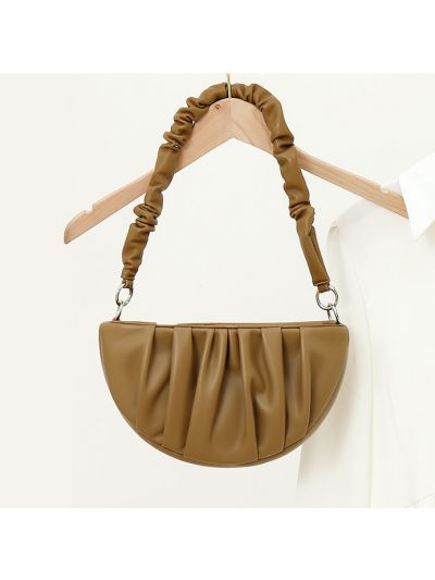 Shoulder bag for women PU leather semicircle ruched shoulder strap newest design summer cross body bag lady handbags