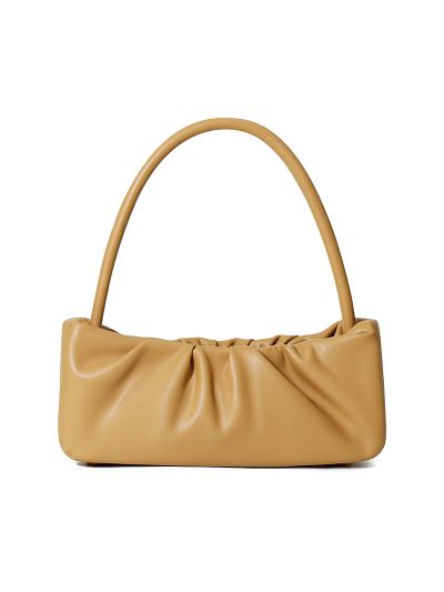Folds soft PU leather ladies underarm baguette bag cross body handbag
