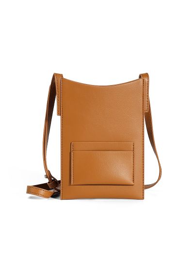 Fashion simple PU leather ladies mobile phone bag trendy ultra-thin vertical casual sling bag