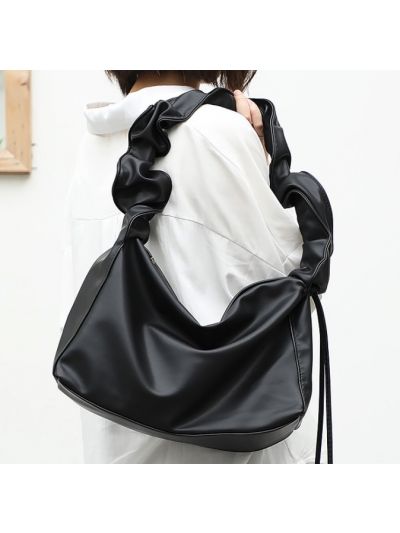 Fold Strap Faux Leather Soft PU Shoulder Bag Hobo