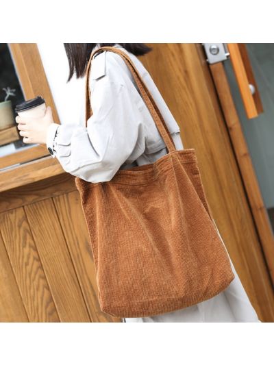 Leisure Large Corduroy Cotton Bag Fabric Tote