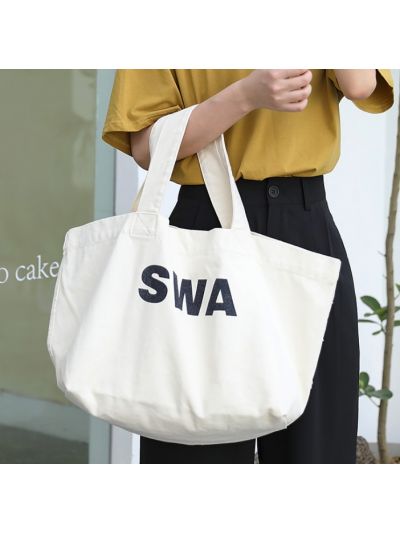 SWA Fashion Washed Large Fabric Tote Canvas Bag Shoulder Bag