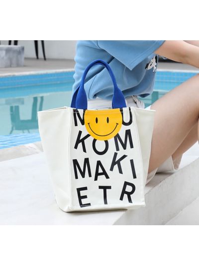 Smiling Face Popular Large Canvas Tote Fabric Bag