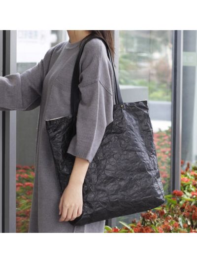 Wrinkle Natural Retro Tyvek Canvas Tote Fabric Handbag