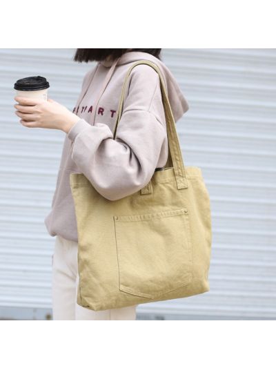 Retro Classic Pocket Large Canvas Tote Fabric Bag