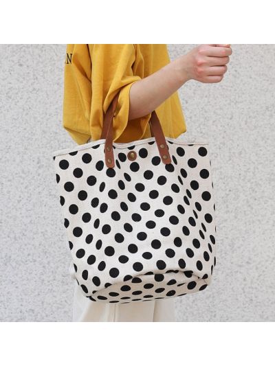 Dots Fashion Large Canvas Tote Fabric Handbag Cloth Bag