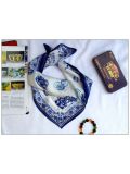 Blue & White Porcelain Small Square Silk Scarf 33030
