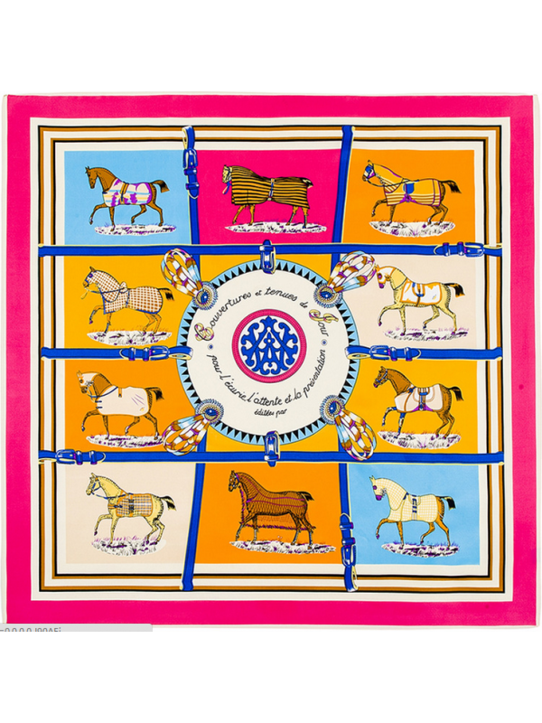  Famous H Carriage-045 Silk & Polyester Scarf Kerchief